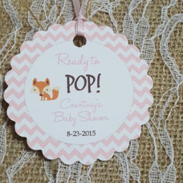 PopCorn Favor Tags, woodland baby shower, Thank You tags, Favor tags, Gift tags, pop baby shower, ready to pop, girl tags, fox tags, fox