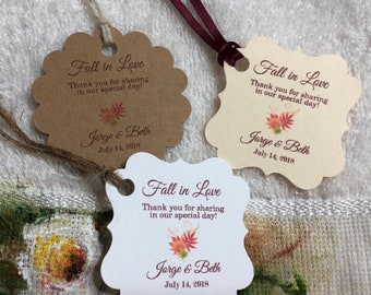 fall in love Favor Tags, Wedding tags, Thank You tags, Favor tags, Gift tags, Bridal Shower Favor Tags, autumn favor tags, fall tags, FALL