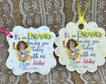 Personalized Favor Tags 2x2" or 2" Thank You tags, Favor tags, Gift tags, encanto party, encanto tags, encanto theme party, (SET OF 20 tags)