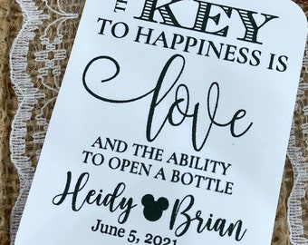 Key Favor Tags, mickey key tags, Wedding tags, Thank You tags, Favor tags, Gift tags, Bridal Shower Favor Tags, key tags, bottle opener tags