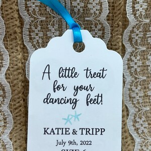 flip flop Favor Tags, Wedding tags, solemates tags, Favor tags, flip flop tags, a little treat for your dancing feet, dancing shoes, size