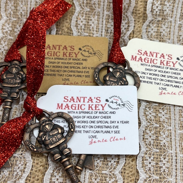 Magic Key for Santa +tag+Bag, No Chinmey Special Key for Father Christmas, Christmas Eve Box Accessory, Xmas Keepsake making Traditions