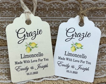 limoncello tags, limoncello Favor Tags, Wedding tags, Thank You tags, Favor tags, Gift tags, Italian wedding theme, grazie tags, lemons tags