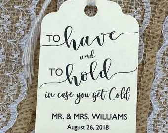 Personalized Wedding Favor Tags – Pashmina Blanket, To Have and Hold