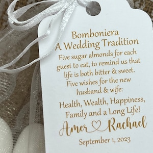 Jordan Almond Favor TAGS and BAGS Thank You tags koufeta favor Wedding Almond Favor Italian tradition Bomboniera, Greek wedding Favors, Sale