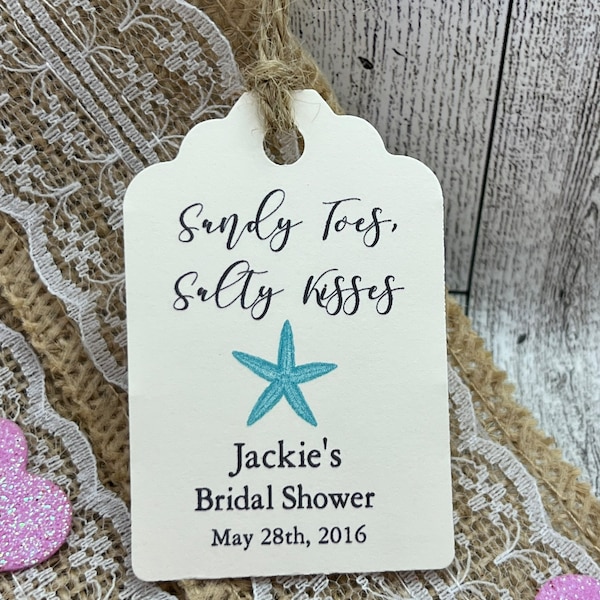 STARFISH TAGS, Sandy toes and salty kisses, starfish Favor Tags, starfish tags, beach Wedding tags, Bridal Shower Favor Tags, beach Theme