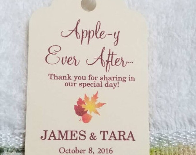 2 Candy Apple Favor Tags, Wedding Apple Favor Tags, Appley Ever After ...