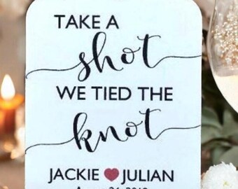 shot Favor Tags, Wedding tags, take a shot we tied the knot, ENGAMENT tags, Favor tags, Gift tags, engagement party tags, shot tags,SET20TAG