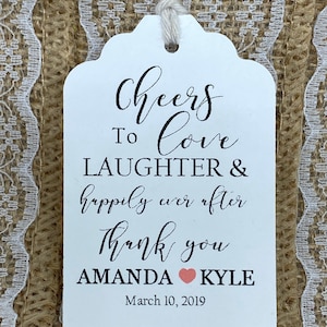 Cheers Favor Tags, Wedding tags, cheers to love, laughter and happily ever after, Thank You tags, Favor tags, Gift tags, alcohol tags, wine