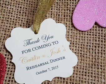 Personalized Rehearsal Dinner Favor Tags, Thank You Tags