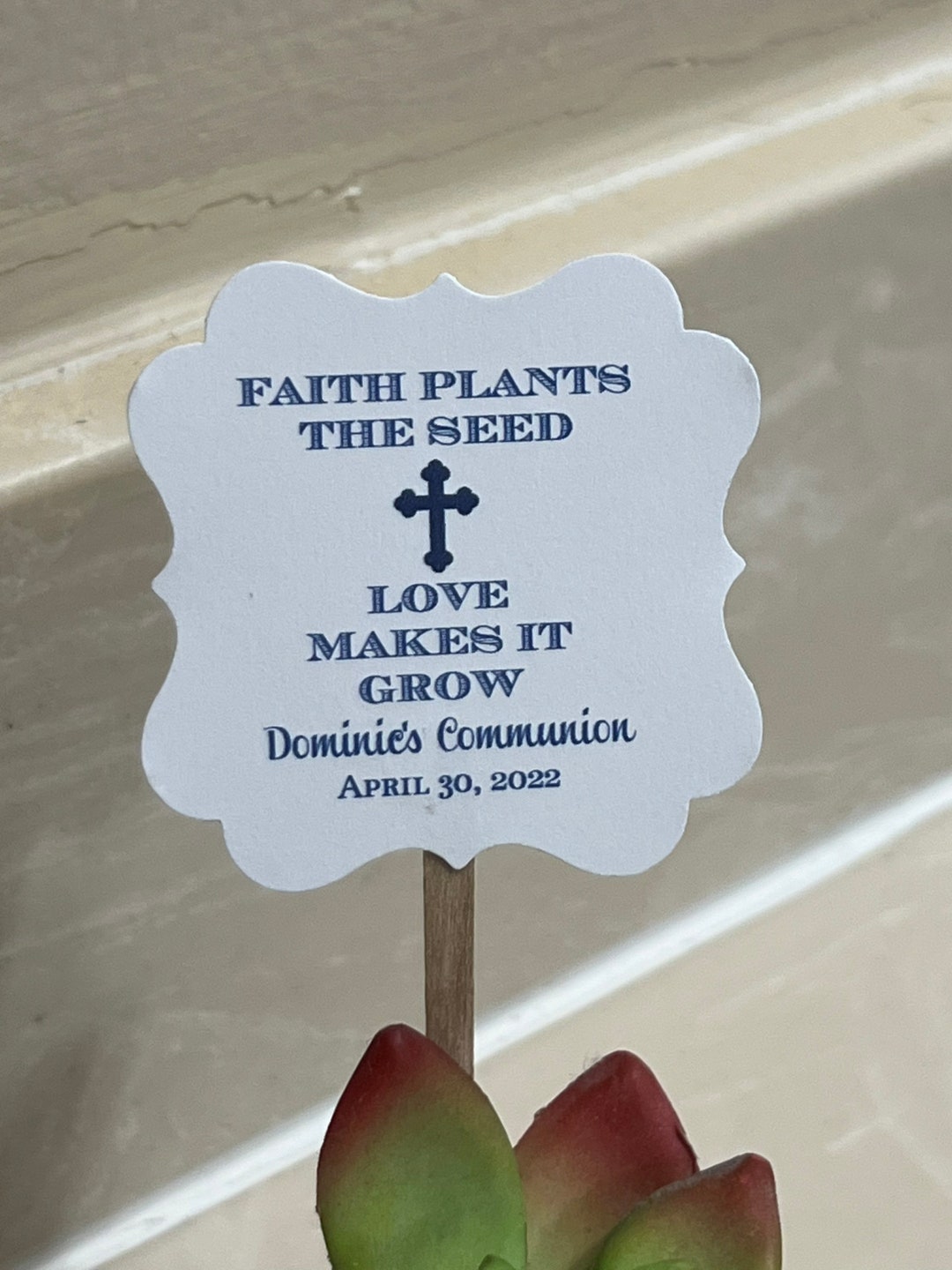 Faith Plants the Seed Love Makes It Grow Succulent Tags With Stick