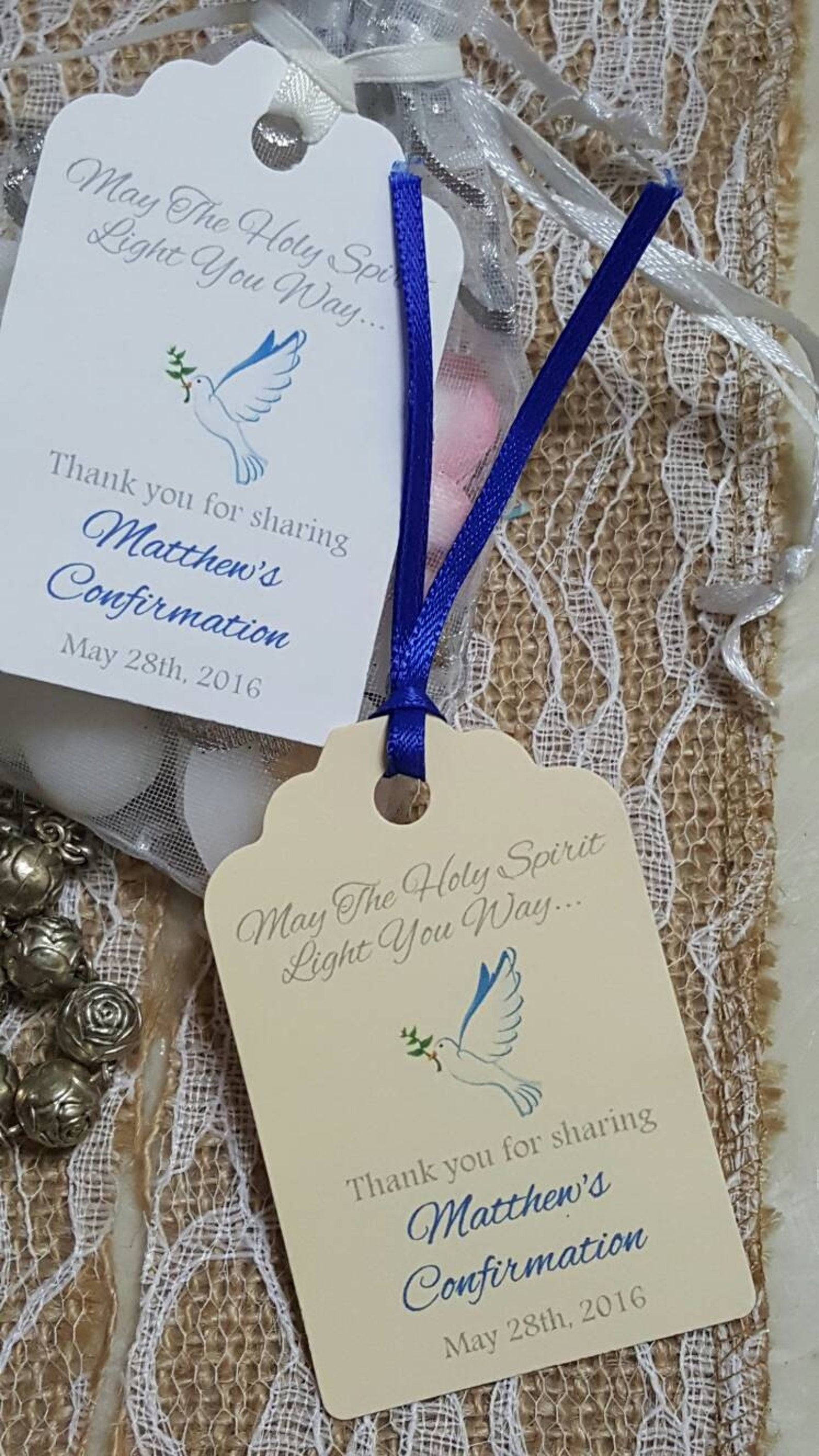 Personalized Confirmation Favor Tags, Dove Gift Tags - Etsy