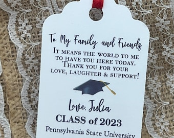 graduation Favor Tags, Thank You tags, Gift tags, Graduation Tags - To My Family and Friends, Graduation Decorations, GRADUATION, Class of