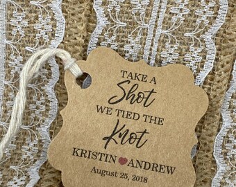 shot Favor Tags, Wedding tags, take a shot we tied the knot, ENGAMENT tags, Favor tags, Gift tags, engagement party tags, shot tags,SET20TAG