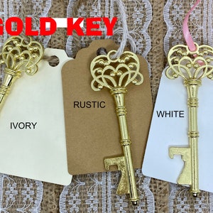 Wedding Favors, Key Bottle Openers AND Tags, Skeleton Key Favors, Key to Happiness Tags, Wedding Key Tag, Bottle Opener Tags, Key Tags, key image 6