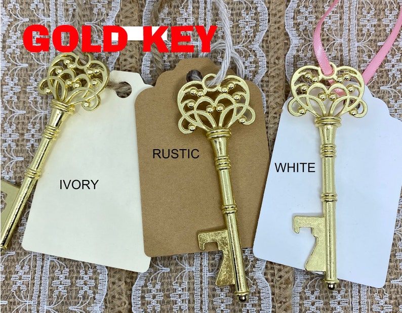 Wedding Favors, Key Bottle Openers AND Tags, Skeleton Key Favors, Key to Happiness Tags, Wedding Key Tag, Bottle Opener Tags, Key Tags, key image 6