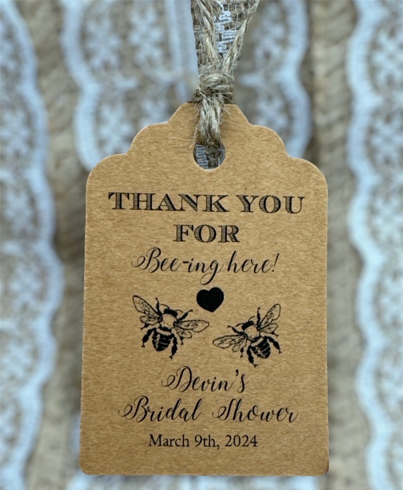 Thank You for Beeing Here Tags, Bee Favor Tags, Honey Tags, Wedding ...