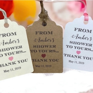 from my shower to yours tags, Wedding tags, Thank You tags,  Bridal Shower tags, From my Shower to Yours, Loofah tags, soap tags, sponge