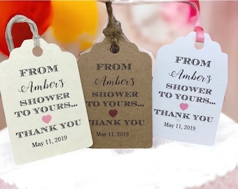 from my shower to yours tags, Wedding tags, Thank You tags,  Bridal Shower tags, From my Shower to Yours, Loofah tags, soap tags, sponge