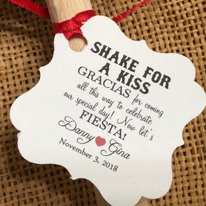 maracas Favor Tags, Wedding tags, Thank You tags, Favor tags, Gift tags, Mexican Favor Tags, maracas tags, kiss ceremony tags KISS TAGS