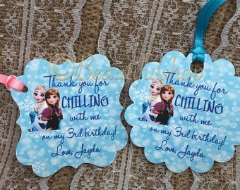 Personalized Favor Tags 2x2" or 2" Thank You tags, Favor tags, Gift tags, frozen party, frozen tags, frozen theme party, Frozen tags