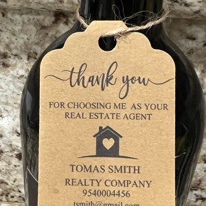 Real Estate Closing Thank You, realtor card, Real Estate Agent Client Business Gift Tag, Closing Gift Key Tags, new house tags, moving house