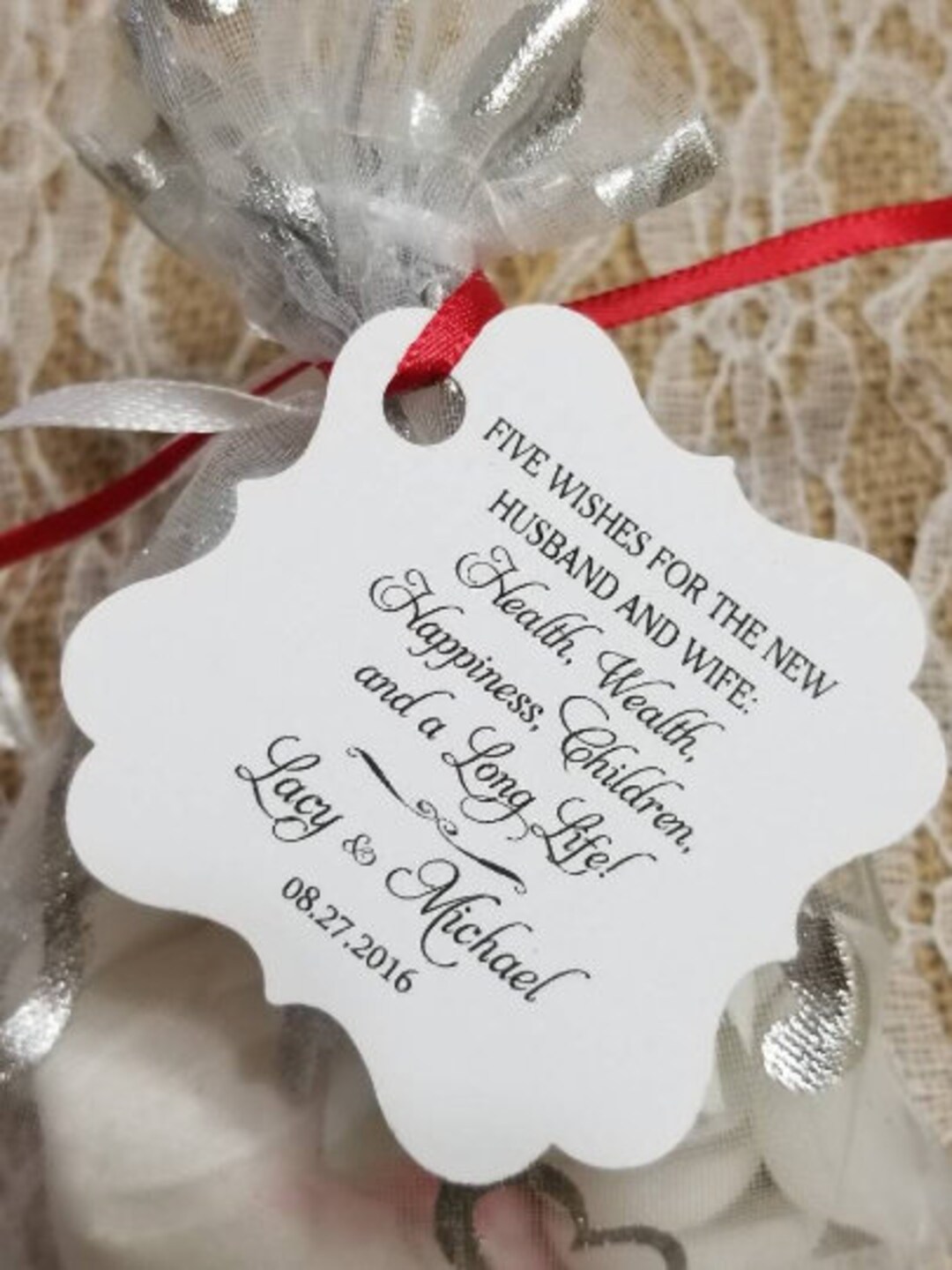 Jordan Almond Favor TAGS, Wedding Tags, Thank You Tags, Gift Tags, Bridal Shower Favor Tags