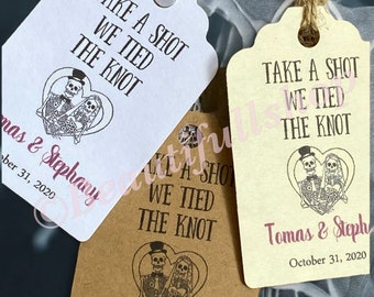 Take a shot Tags, Wedding tags, take a shot we tied the knot, Thank You tags, Favor tags, Halloween tags, engagement party tags, shot tags