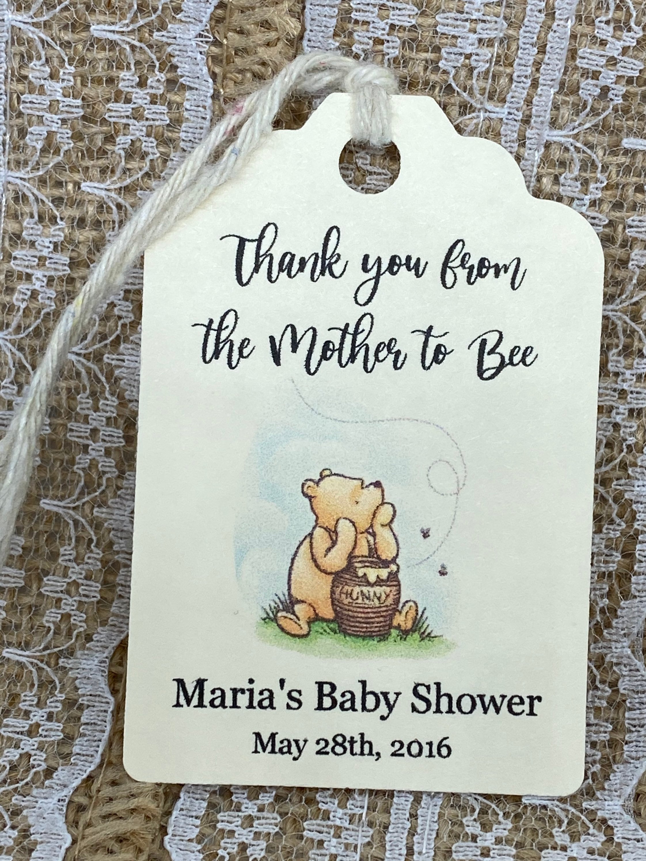 Winnie the Pooh Tag, Honey Tags, Baby Shower Tags, Thank You Tags