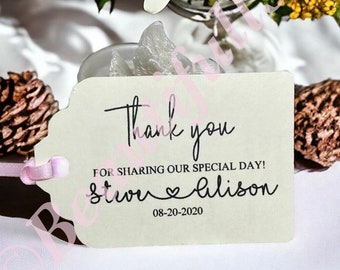 Personalized Wedding Tags, Wedding Favors, Custom Gift Tags, Wedding Favor Tags, Personalized Tag, Calligraphy, Heart, Multiple Colors