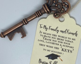 Graduation Favor Key Bottle Opener with Personalized Tag