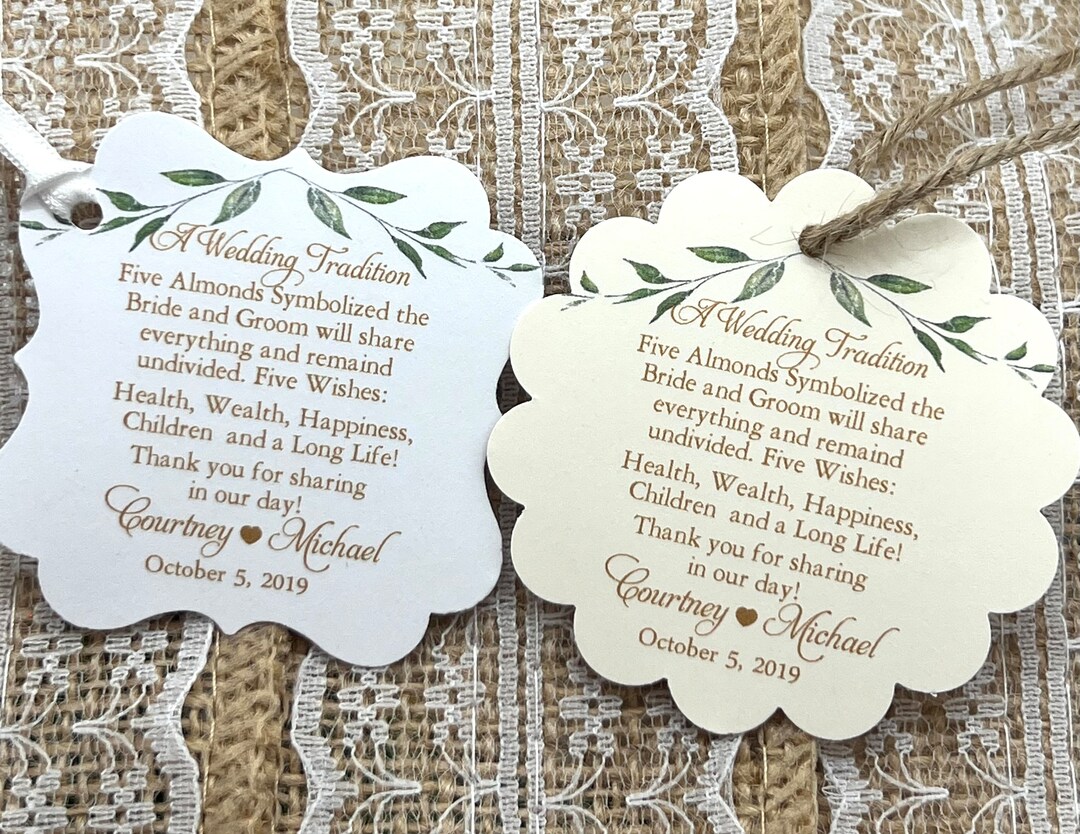 Jordan Almond TAGS, Wedding Tags, Thank You Tags, Favor Tags, Gift Tags, Bridal Shower Favor