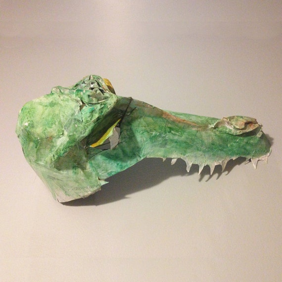 Items similar to Crocodile Paper Mache Mask / Hat on Etsy