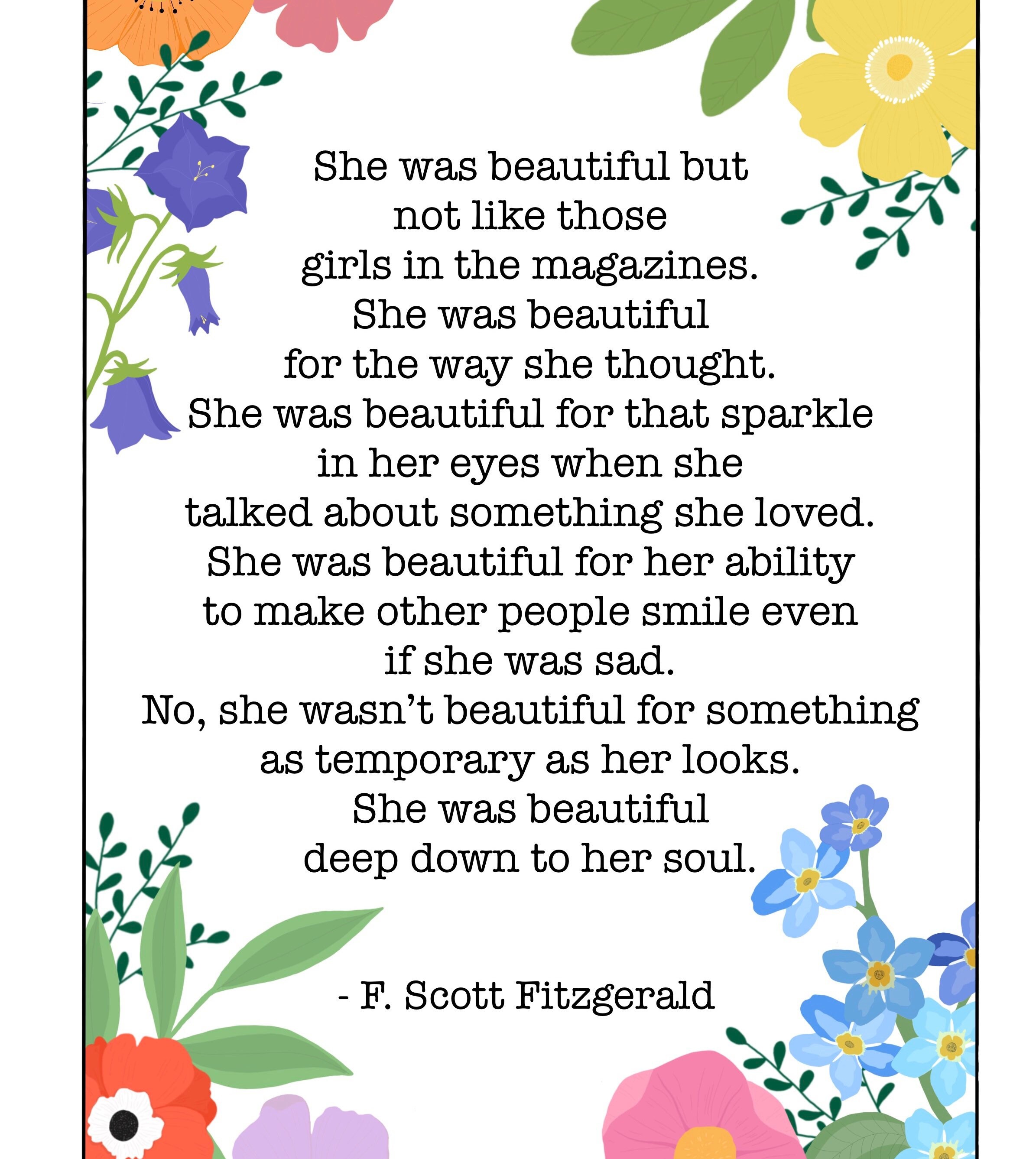 She Was Beautiful F. Scott Fitzgerald Quote Typewriter Etsy