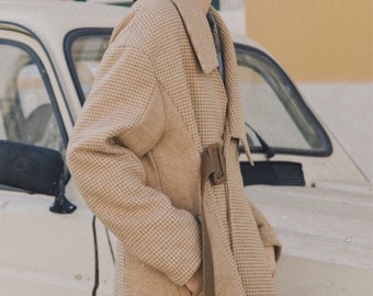 La Chic Parisienne Collection toffy cafetera recubrir abrigo de ajuste con hebilla marrón