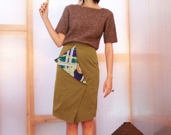 FineArt Collection brown/grey irregular japanese traditional art skirt