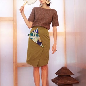 FineArt Collection brown/grey irregular japanese traditional art skirt image 1