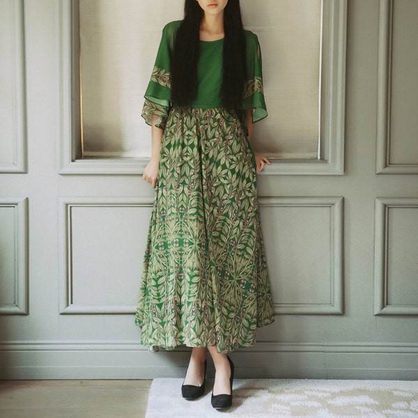 L'amant Collection muse of spring green floral princess dress