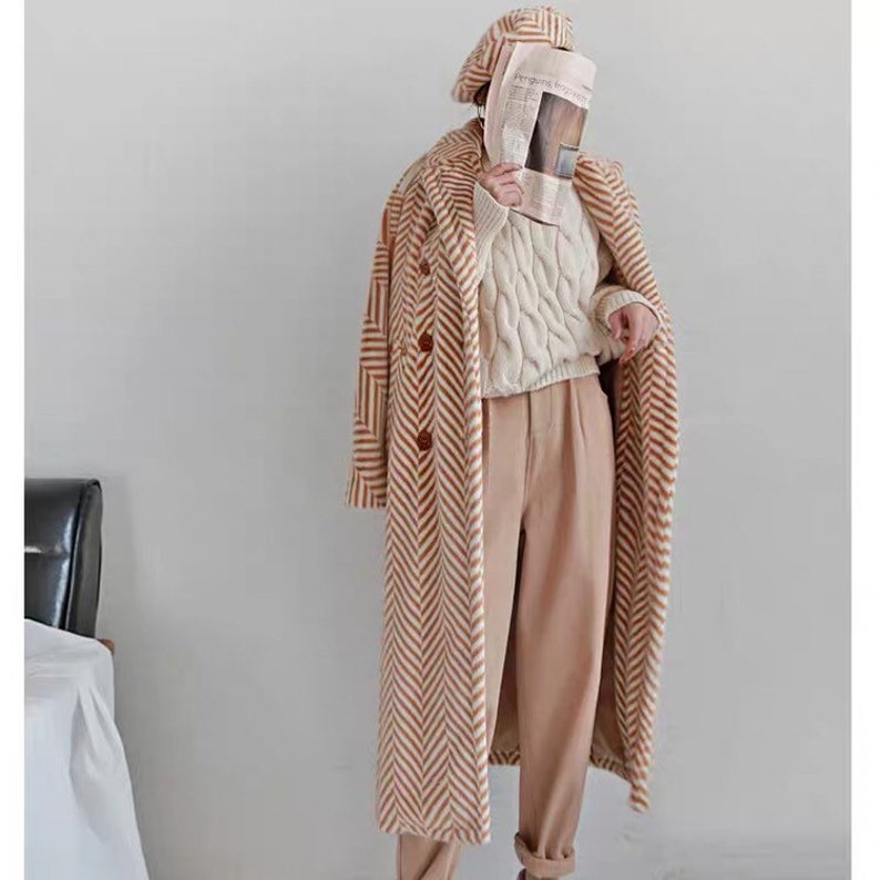 La chic Parisienne Collection designed caramel long woolen coat image 3
