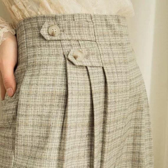La Chic Parisienne Collection grey grid high waist designed | Etsy