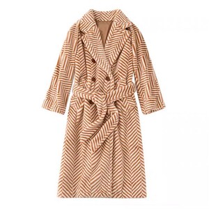 La chic Parisienne Collection designed caramel long woolen coat image 5