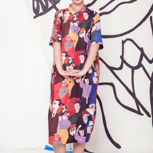 sample sale: Color Game Collection hand painting floral portrait summer dress