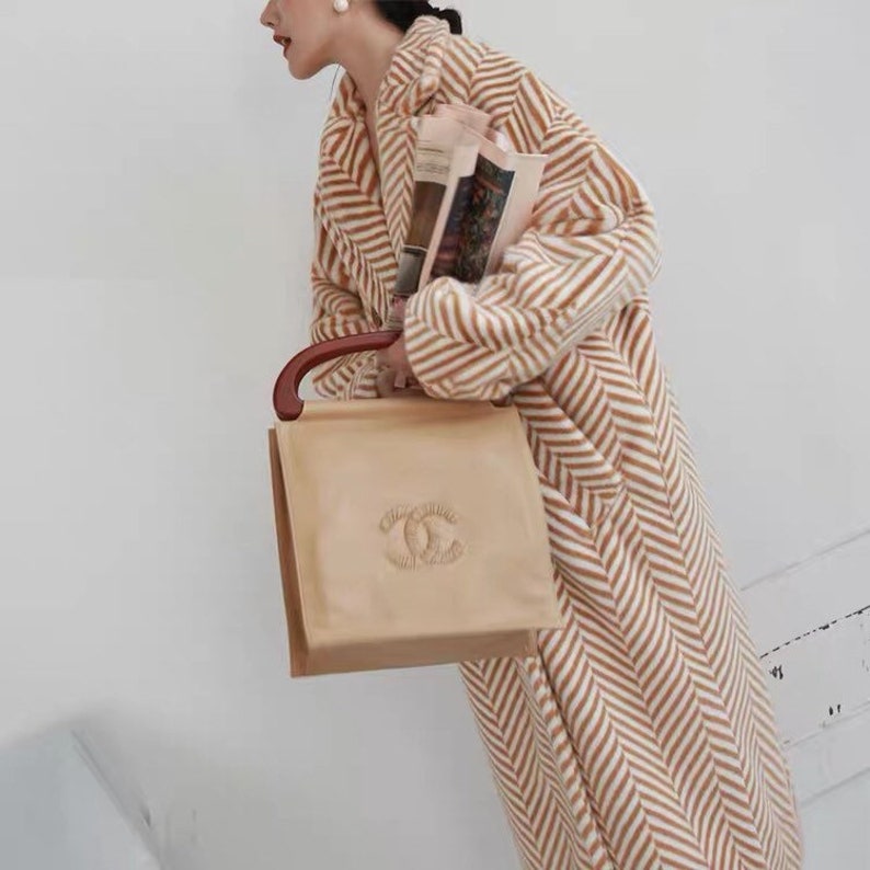 La chic Parisienne Collection designed caramel long woolen coat image 2