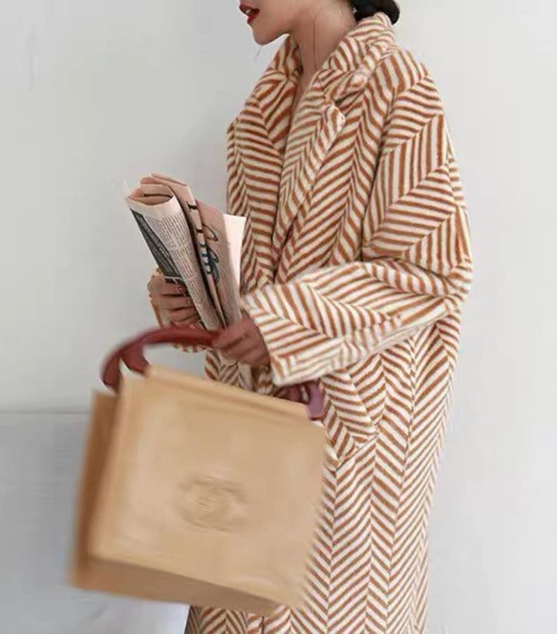 La chic Parisienne Collection designed caramel long woolen coat image 1