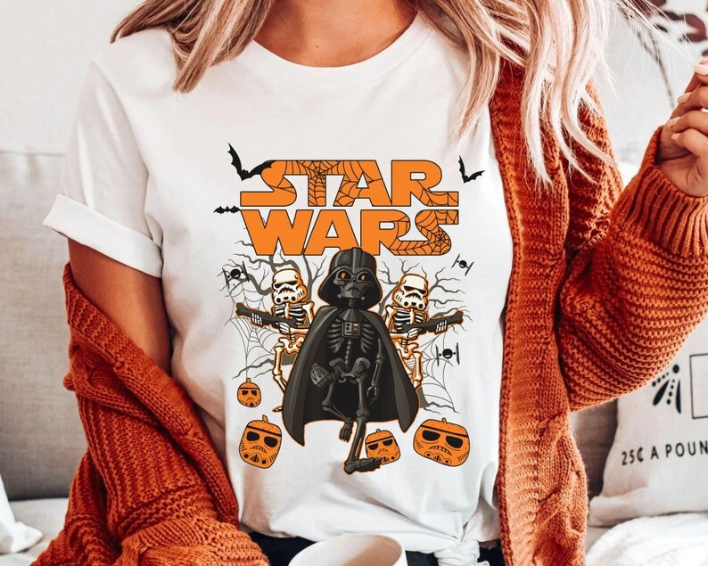 Discover Vintage Darth Vader Stormtrooper Skeleton Shirt - Disney Star Wars Halloween Tee