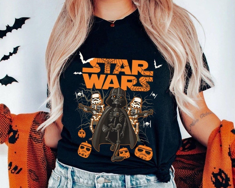 Discover Vintage Darth Vader Stormtrooper Skeleton Shirt - Disney Star Wars Halloween Tee