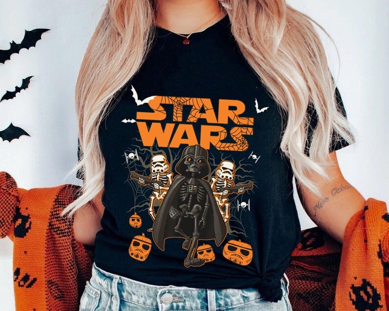 Discover Vintage Darth Vader Stormtrooper Skeleton Shirt - Disney Star Wars Halloween Tee