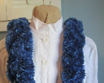 Blue Handmade Braided Scarf