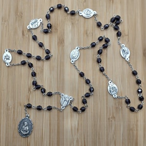 Seven Sorrows of Mary Rosary with Dark Purple Beads