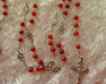 Stations of the Cross with Red/Orange Beads